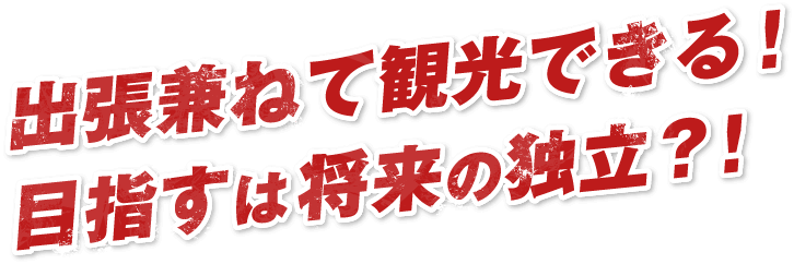 出張兼ねて観光できる!目指すは将来の独立?!
